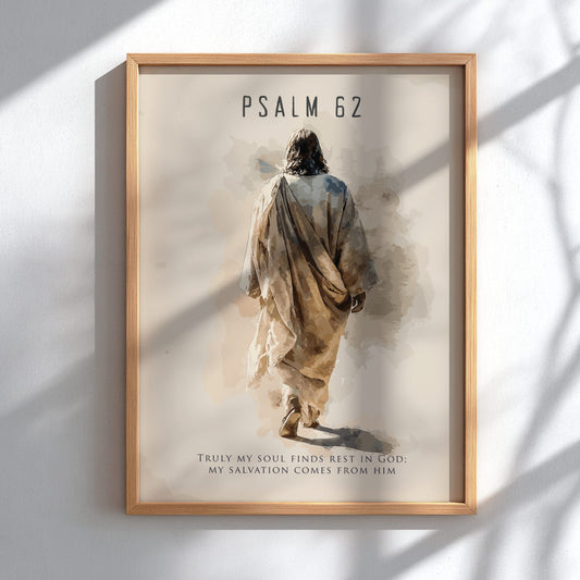 Psalm 62:2 Scripture Art - "My Rock and Fortress" Wall Print