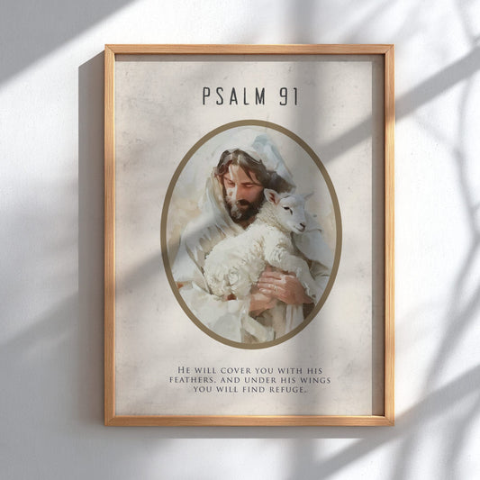 Psalm 91 Scripture Art - "No Harm Will Overtake You" Wall Print
