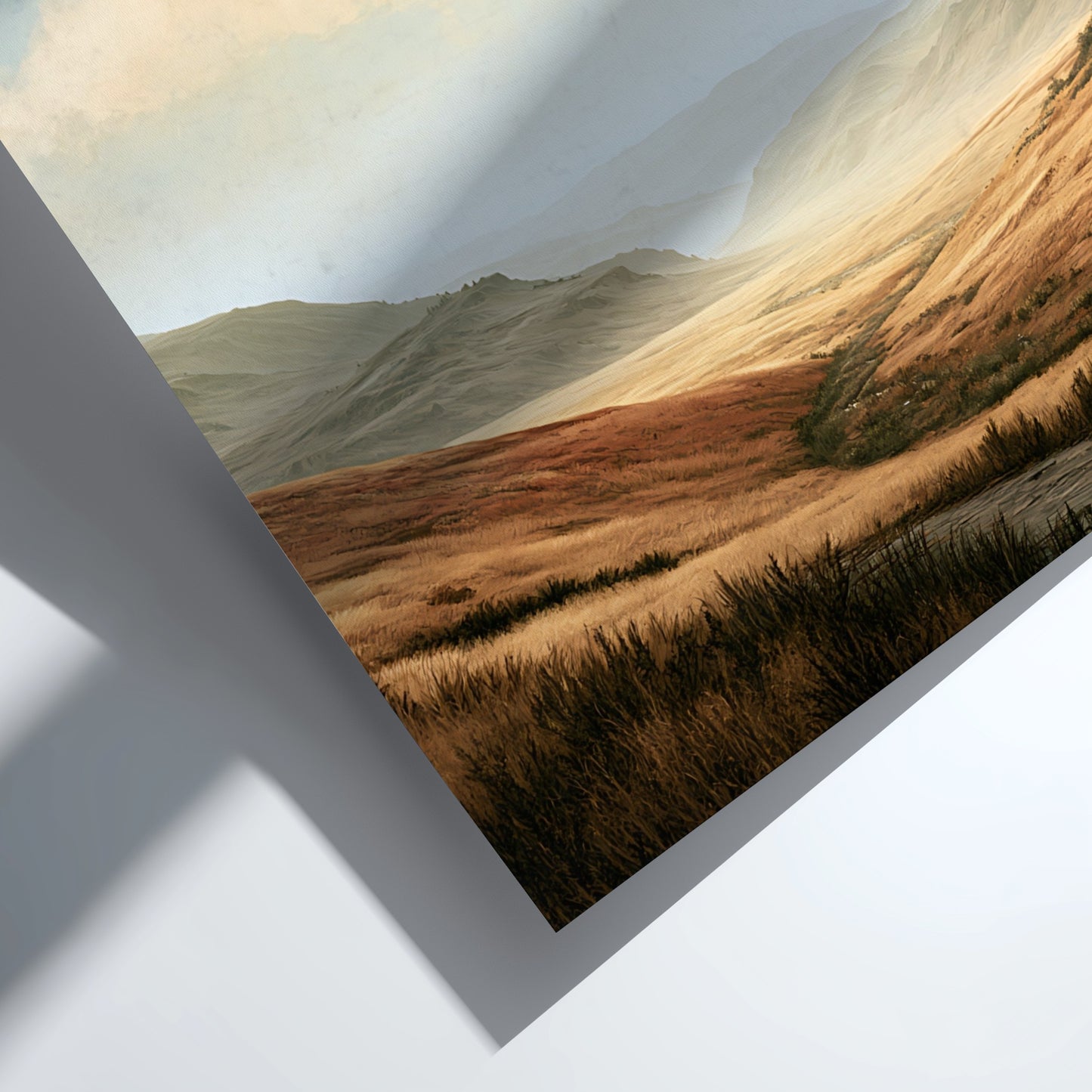 Poster featuring golden rolling hills under a soft sky with scripture text overlay.