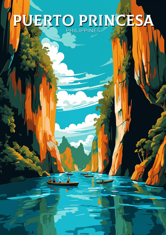 Affiche de Puerto Princesa - Illustration rétro