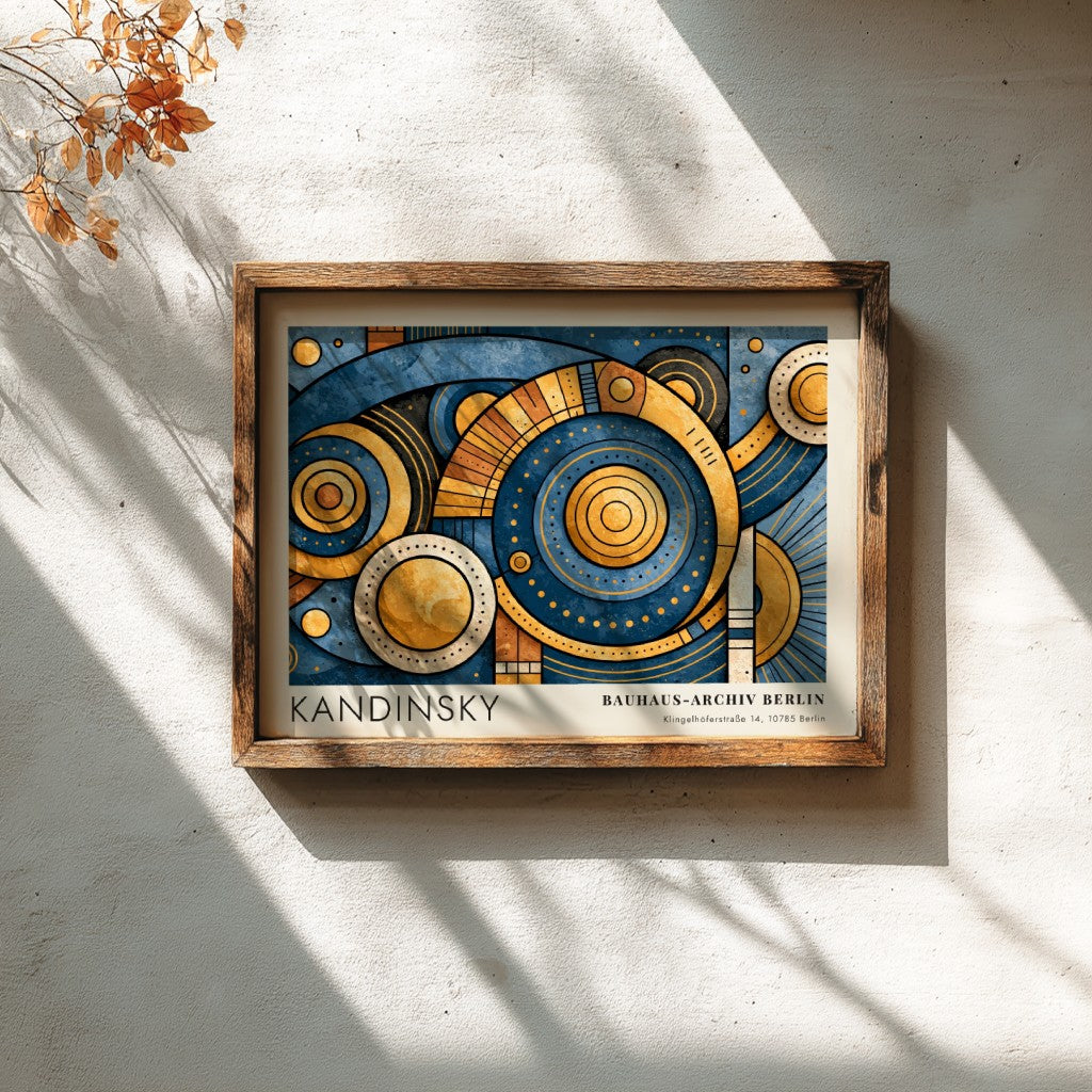 Wall art poster featuring Kandinsky Punkt und Linie zu Fläche with geometric blue gold