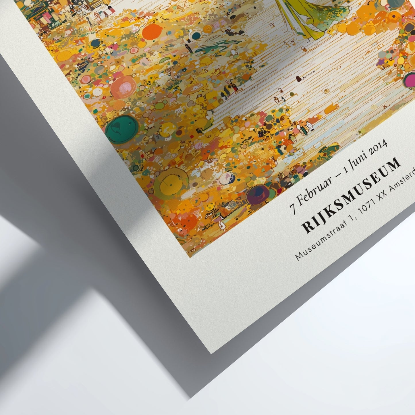 Poster inspired by Gustav Klimt featuring vibrant colors and intricate floral motifs
