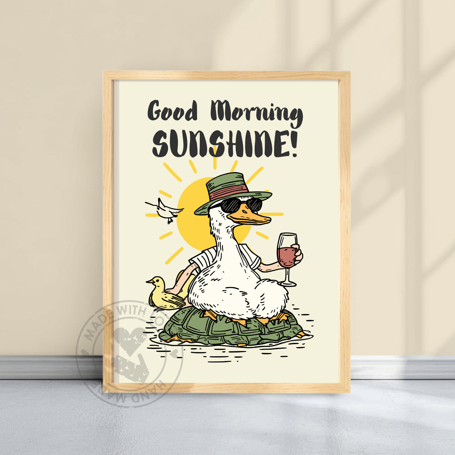 Funny Seagull Poster, Good Morning Sunshine, Beach Vibes Wall Art, Summer Aesthetic, Tropical Seagull Art