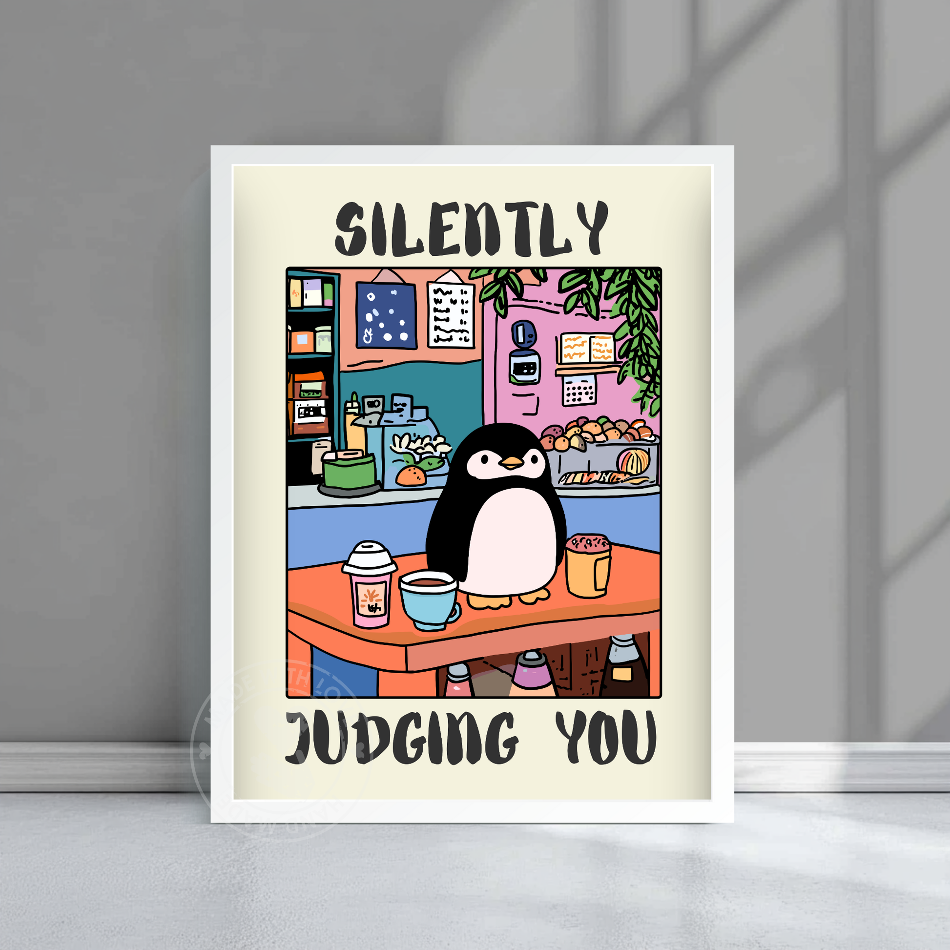 Silently Judging You – Funny Penguin Poster, Cottagecore Aesthetic, Vintage Penguin Print, Humor Poster