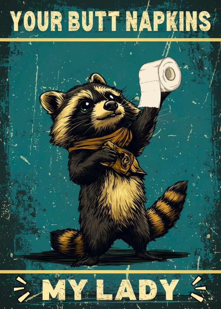 Funny Raccoon Bathroom Print