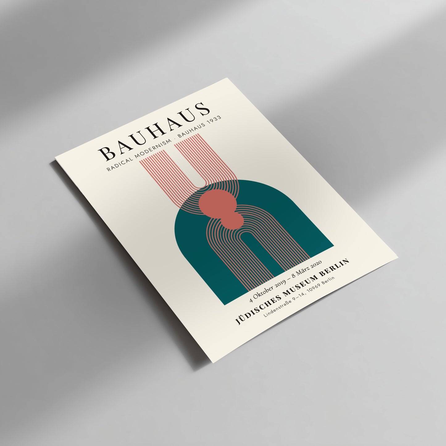 Bauhaus poster featuring geometric shapes and muted colors, modern design wall art