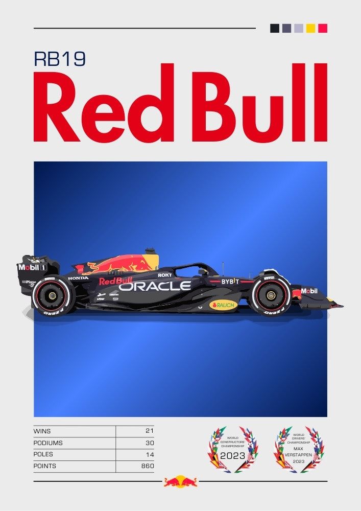Affiche Red Bull RB19 F1 – L'œuvre d'art de Verstappen, champion 2023