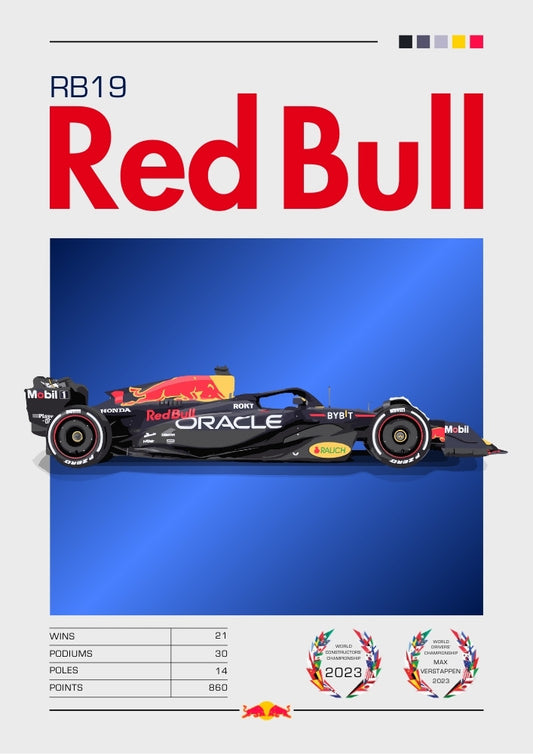 Affiche Red Bull RB19 F1 – L'œuvre d'art de Verstappen, champion 2023