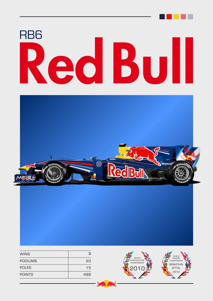 Affiche Red Bull RB6 F1 – La voiture de championnat 2010 de Vettel