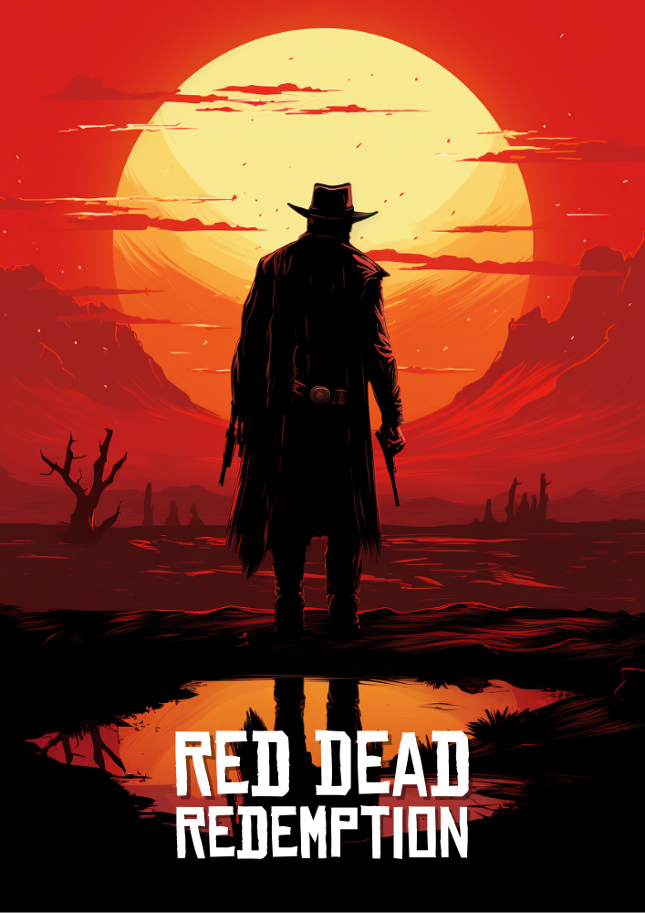 Affiche Red Dead Redemption – Décoration murale de jeu western pour les hors-la-loi et les fans