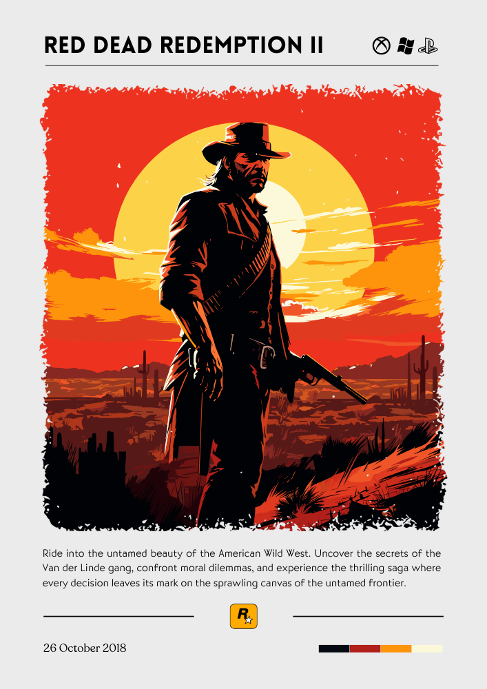 Red Dead Redemption 2 Poster – Western Game Art for Gaming Rooms
