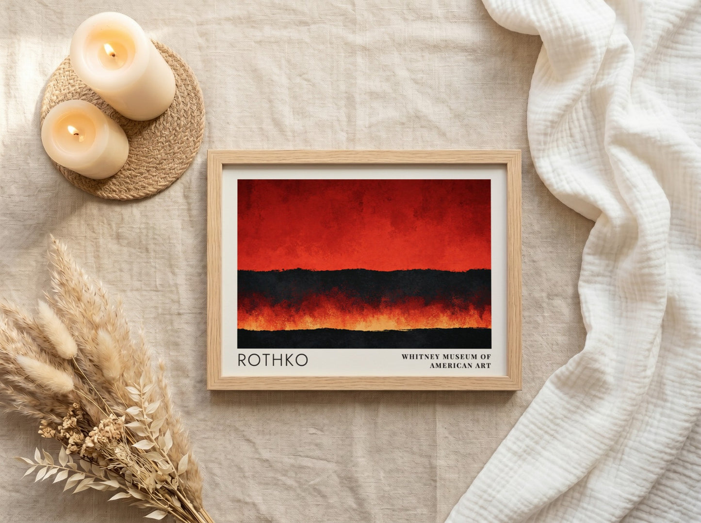 Wall art poster featuring Mark Rothko abstract red and black color field exhibition design.