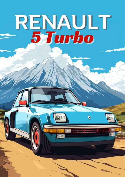 Affiche Renault 5 Turbo des années 1980 – Décoration murale vintage de rallye français