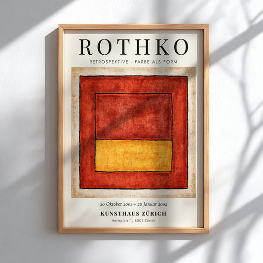 Wall art poster featuring Mark Rothko Retrospektive Farbe als Form with red and yellow.