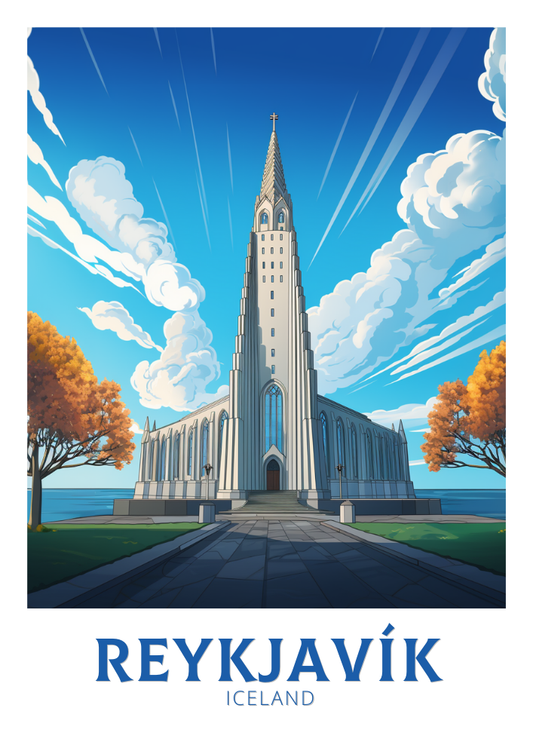 Décoration murale de voyage à Reykjavik - Œuvre d'art islandaise