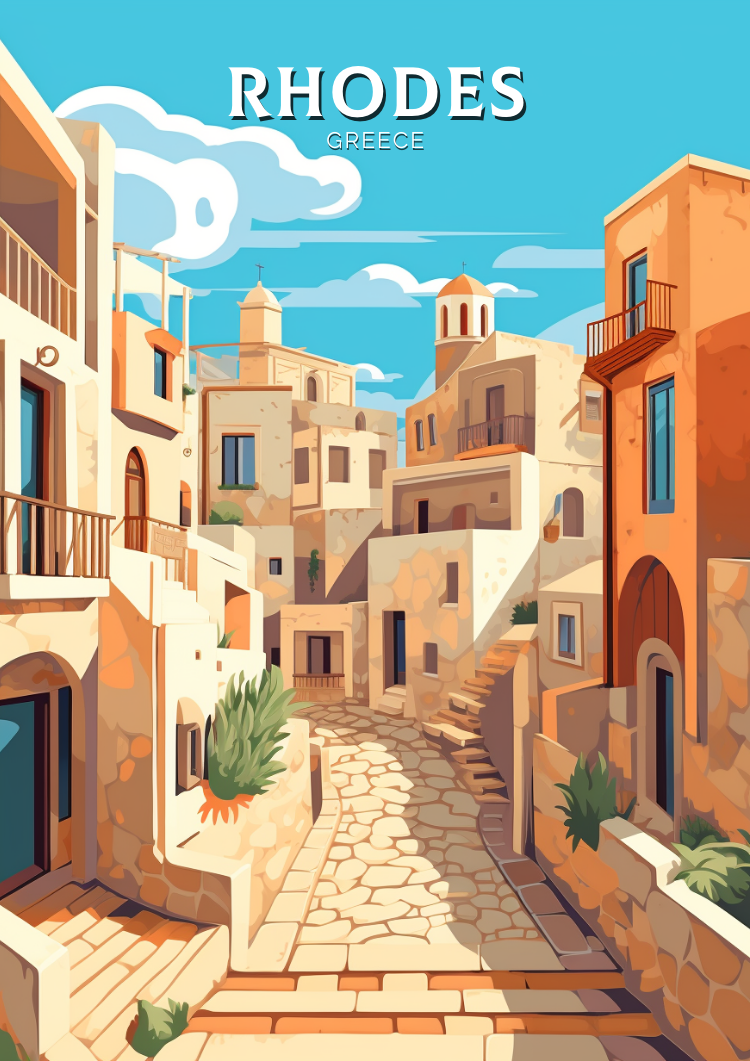 Rhodes Travel Wall Decor - Greece Poster