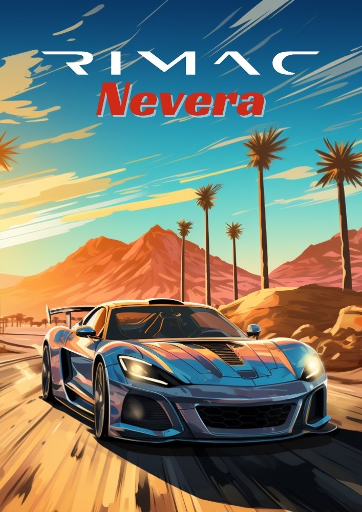 Rimac Nevera Poster – Modern Electric Hypercar Wall Art Print