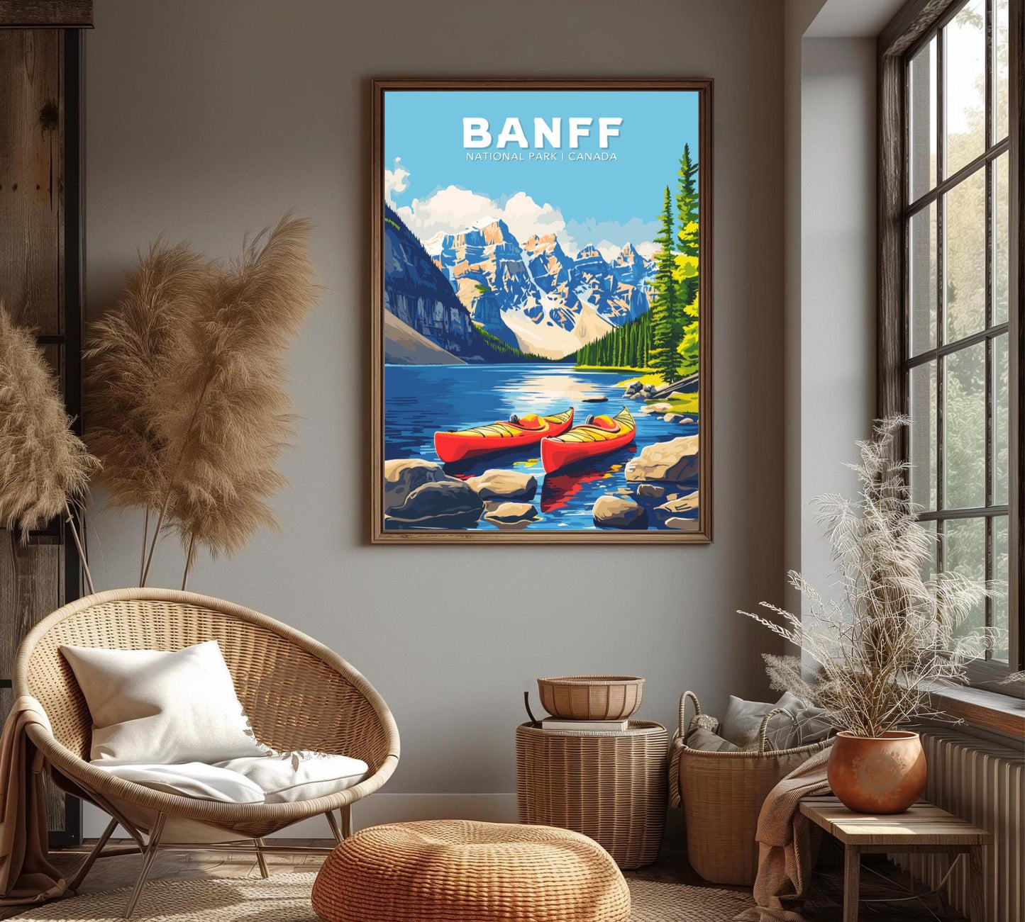 Banff Travel Poster,  Mt. Rundle and Mt. Cascade Poster, Rocky Mountains, Banff National Park