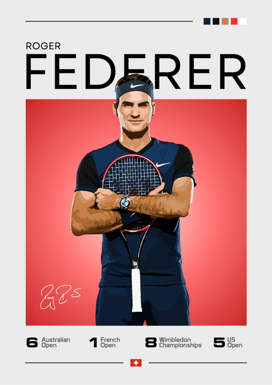 Impression Roger Federer – Art mural de la légende du tennis suisse