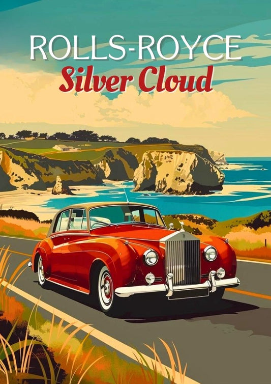 Affiche Rolls-Royce Silver Cloud – Impression d'art mural représentant une voiture de luxe britannique classique