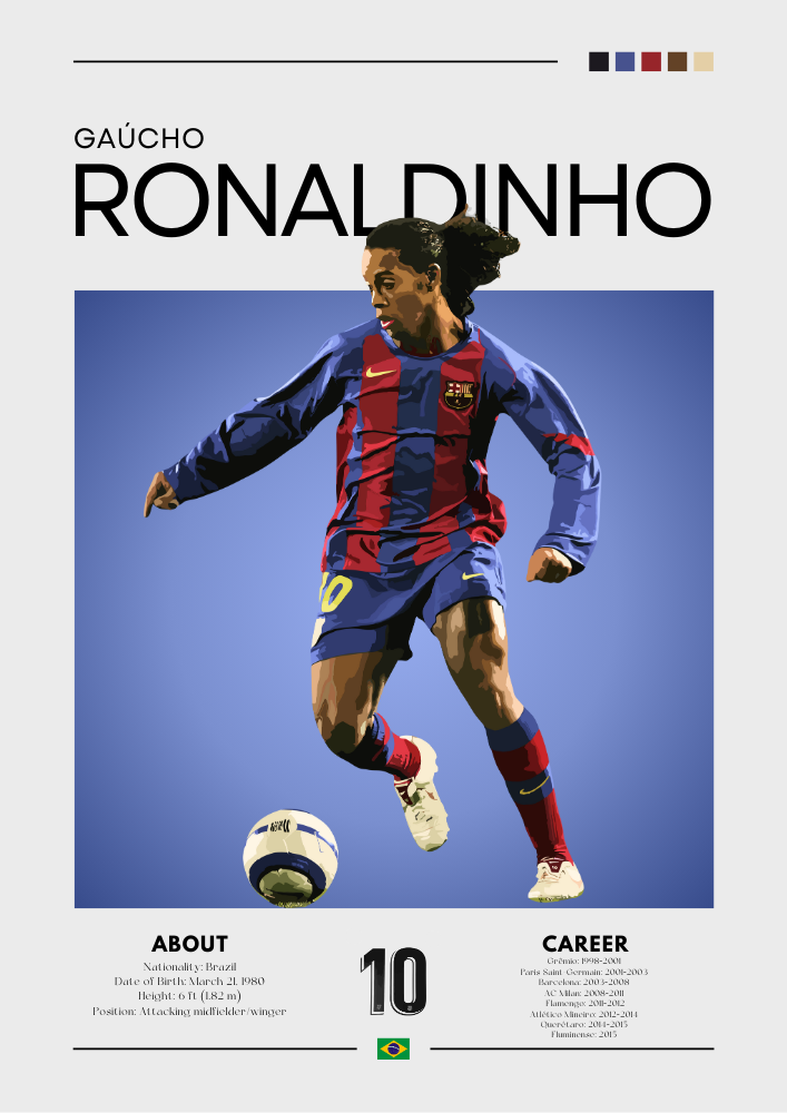Ronaldinho Poster - Legendary Barcelona Football Print