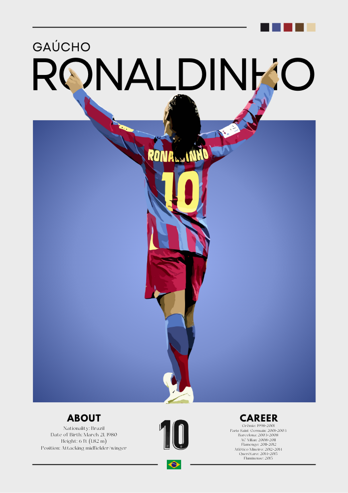 Ronaldinho Barcelona Poster - Iconic Football Legend Print