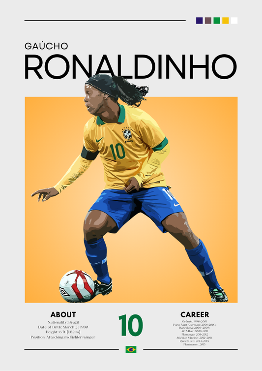Affiche Ronaldinho - Impression légendaire du football brésilien