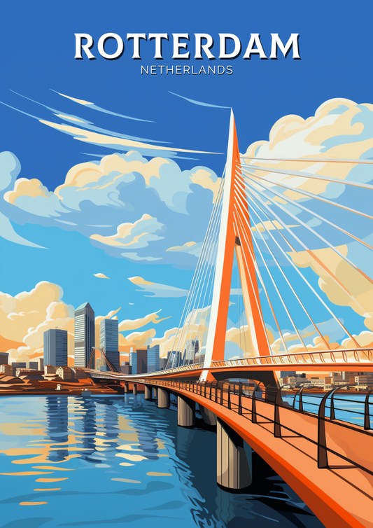 Affiche de voyage de Rotterdam - Illustration des Pays-Bas