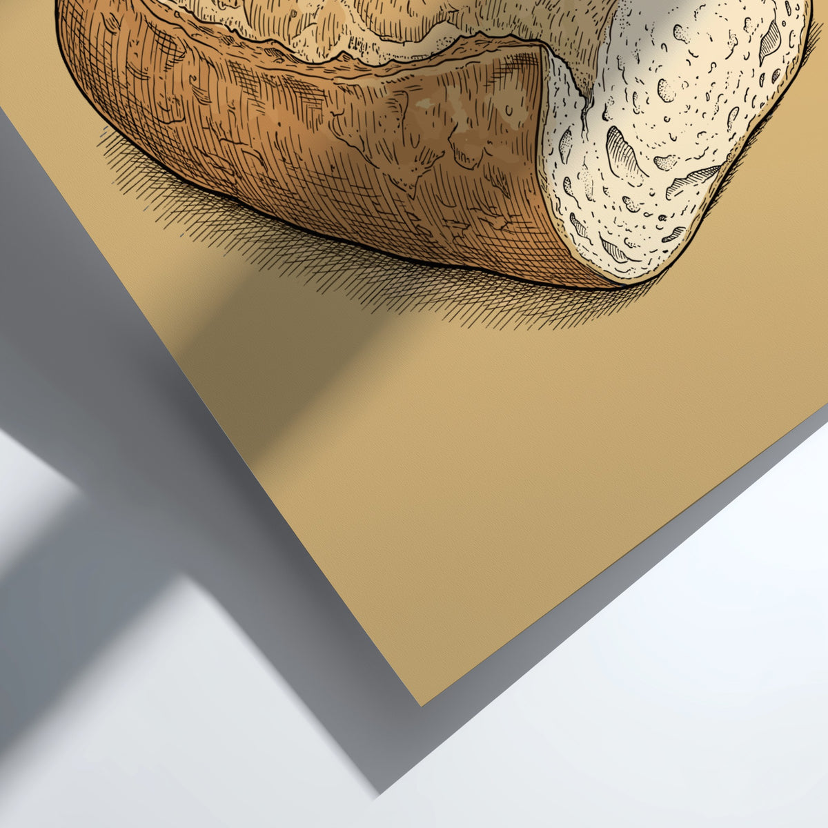 Poster featuring rugby players running on a large loaf of bread, surrealist illustration.