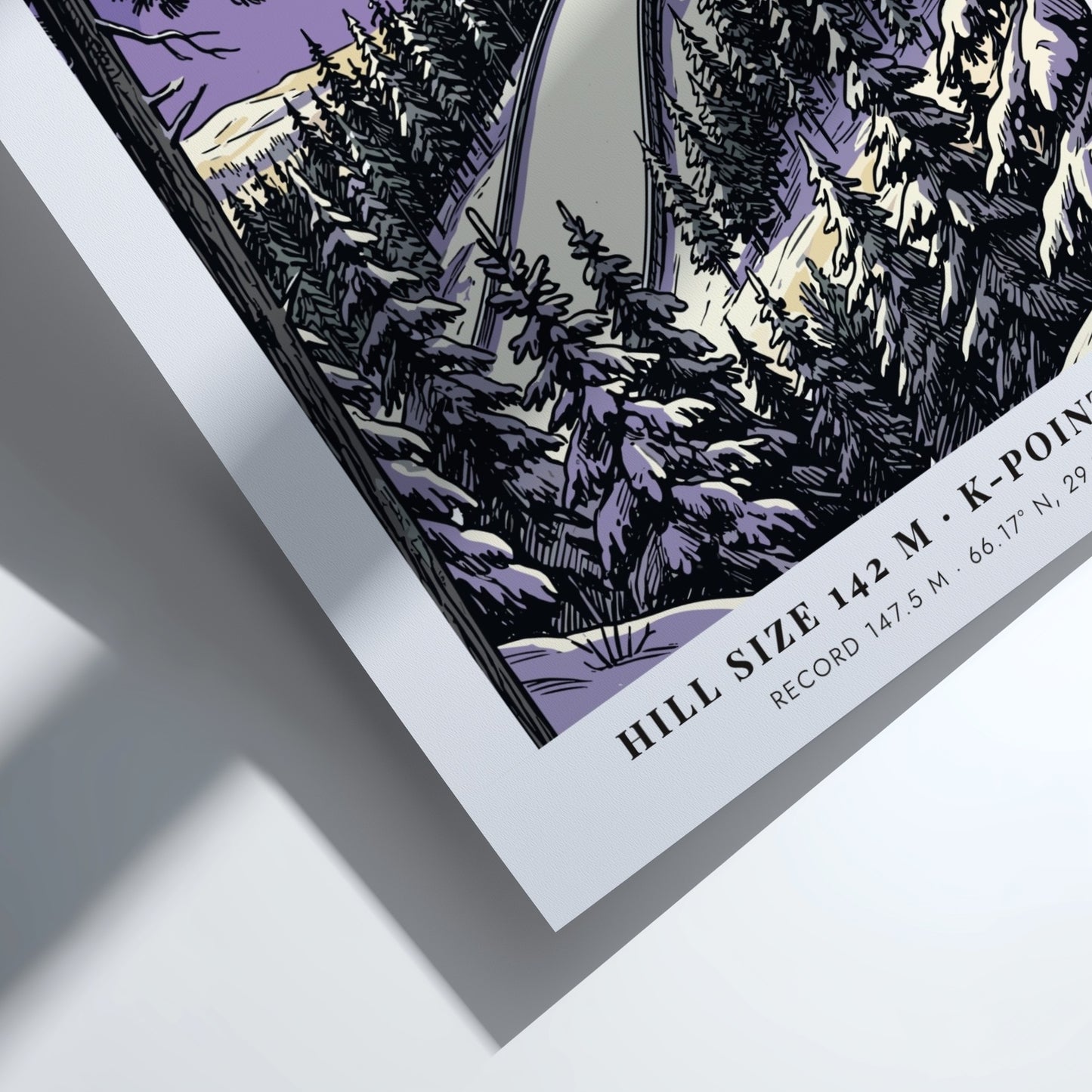 Poster featuring a ski jumper above a Ruka Finland ramp in purple hues.