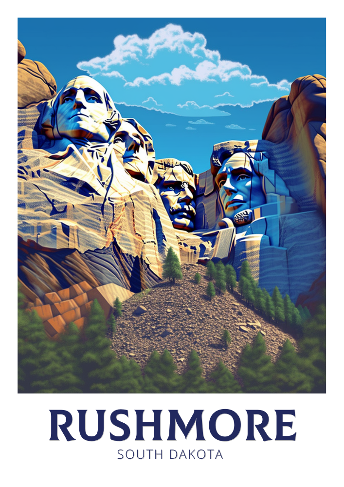 Impression de voyage sur le mont Rushmore - Œuvre d'art du Dakota du Sud