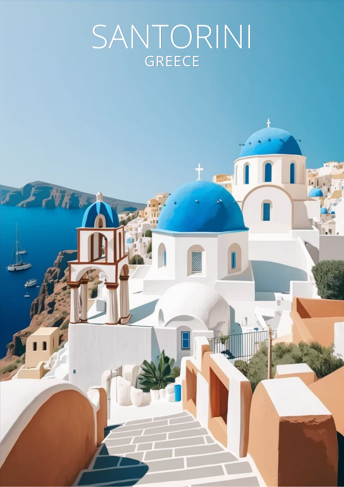Décoration murale de voyage à Santorin - Affiche Grèce