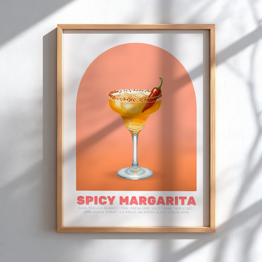 Spicy Margarita Cocktail Poster - Drinks Wall Art