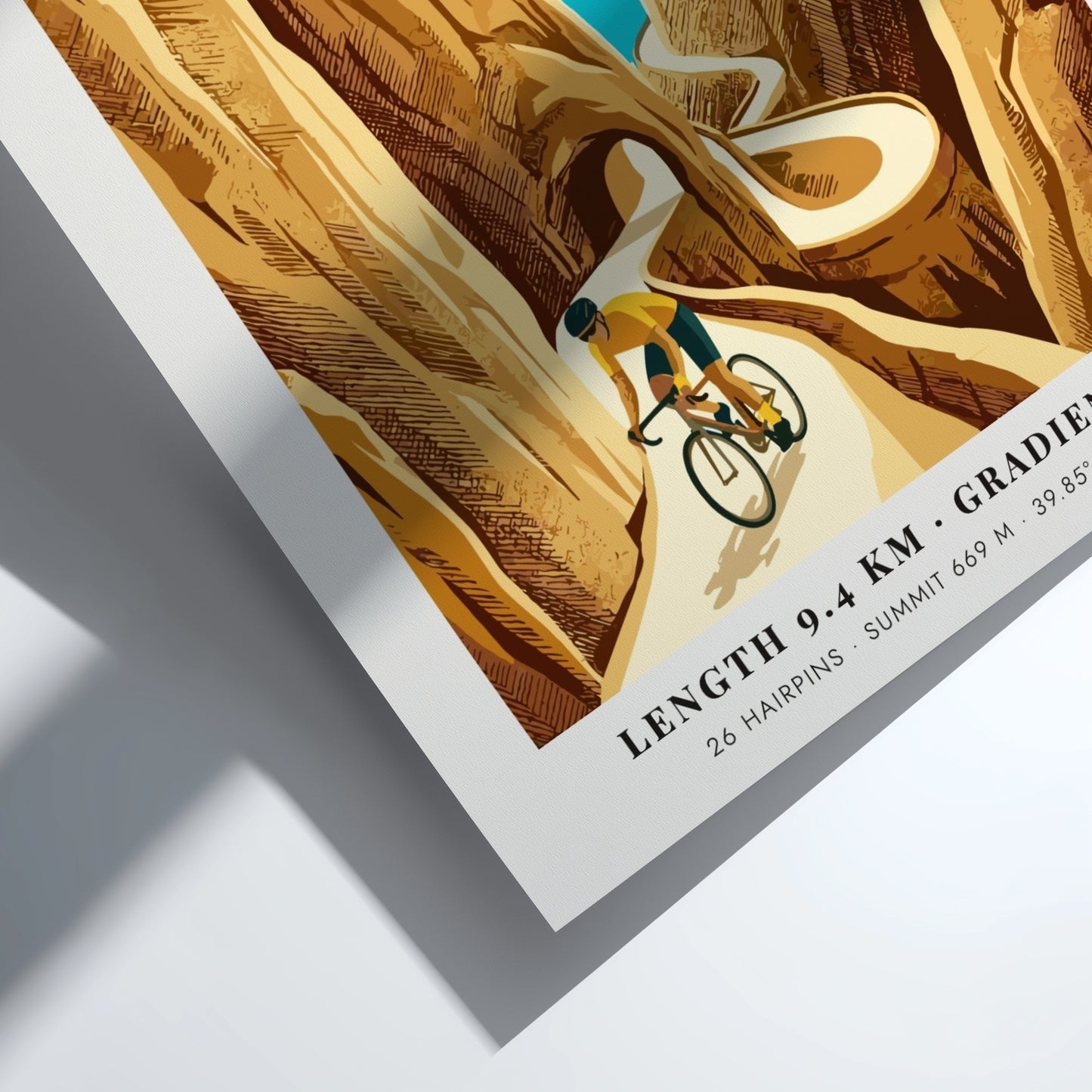 Cycling poster showing a rider on the winding Sa Calobra road in Spain