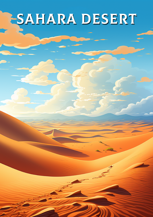 Affiche rétro du désert du Sahara