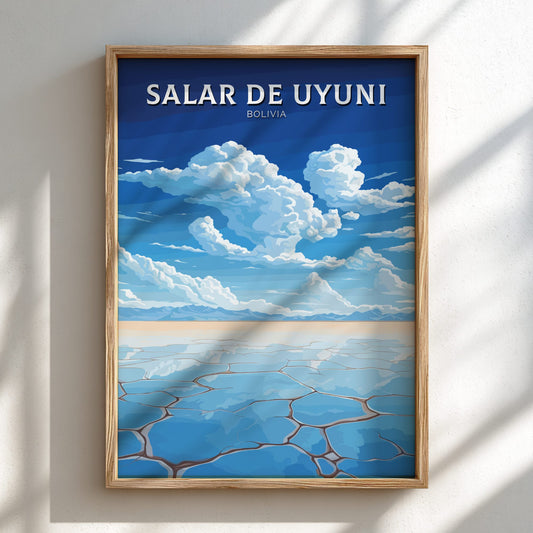 Salar De Uyuni Travel Poster - Wooden Frame