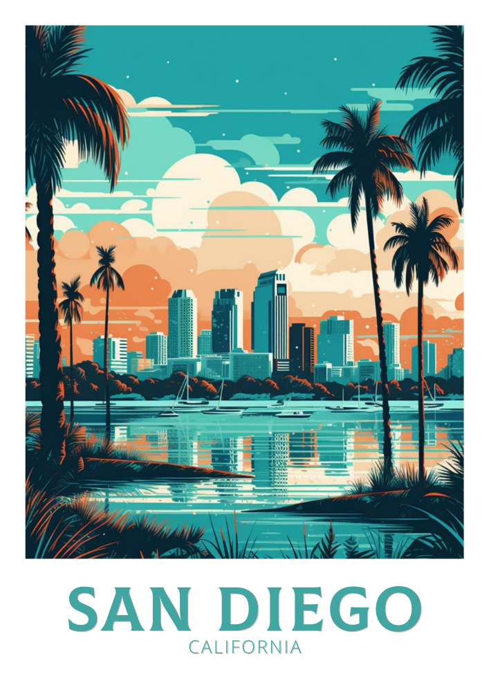 Impression de voyage à San Diego - Illustration californienne