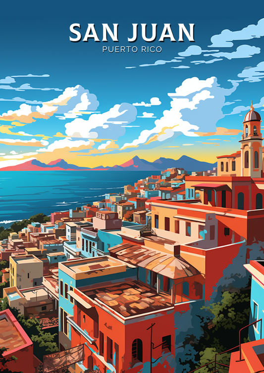 Impression de voyage de San Juan - Œuvre d'art de Porto Rico