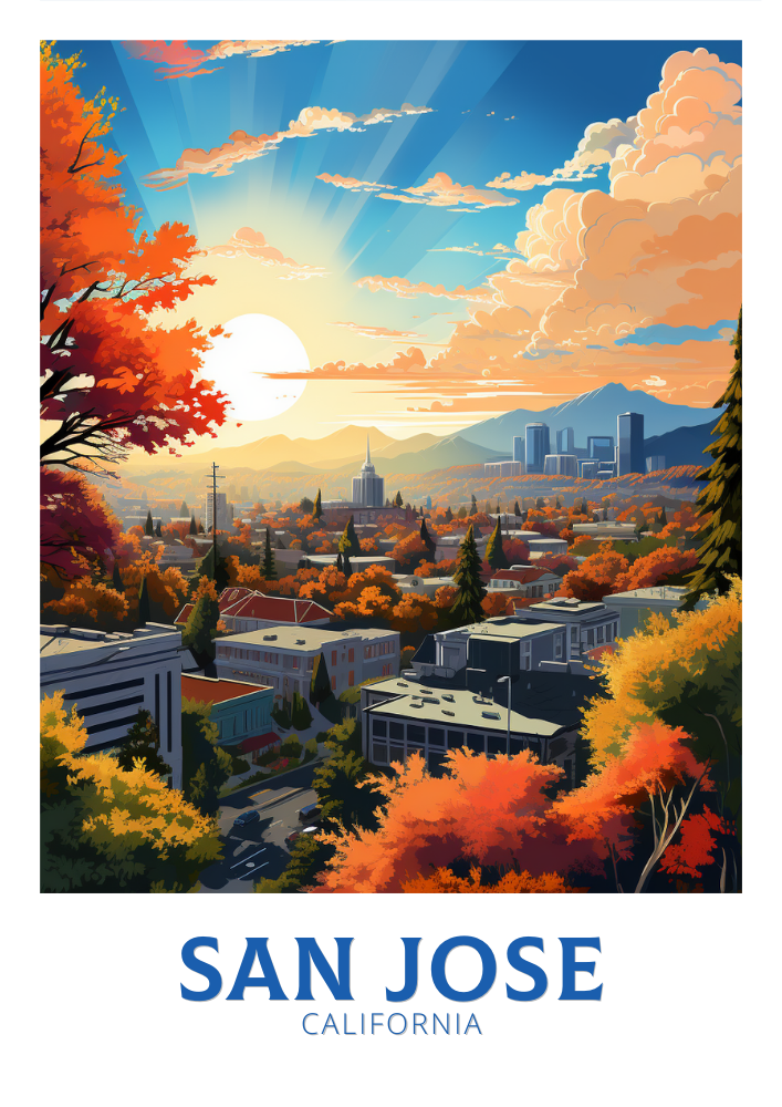 Affiche de voyage de San José - Illustration californienne