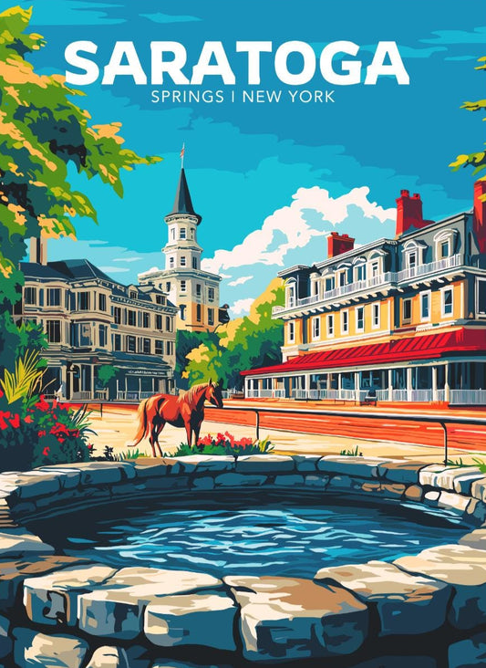 Saratoga Travel Poster, Saratoga Wall Art, Saratoga Photo Print, Saratoga Springs Artwork, Home Décor, Saratoga Art, Saratoga Springs Art