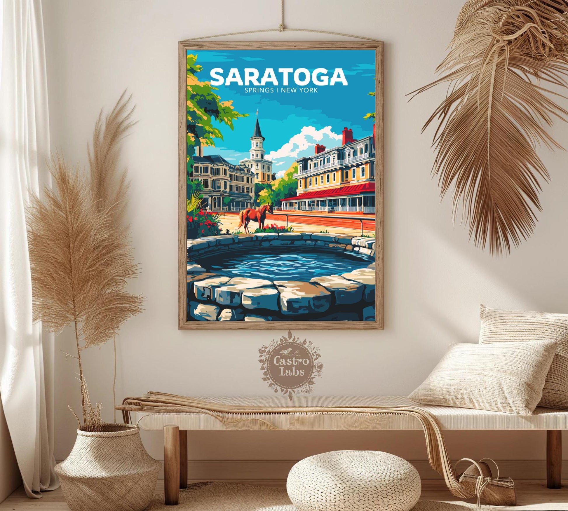 Saratoga Travel Poster, Saratoga Wall Art, Saratoga Photo Print, Saratoga Springs Artwork, Home Décor, Saratoga Art, Saratoga Springs Art