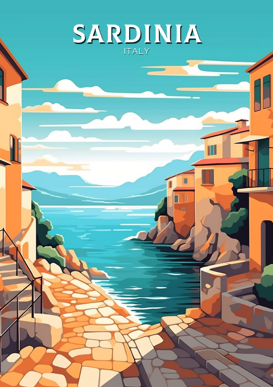 Affiche de voyage en Sardaigne - Illustration italienne