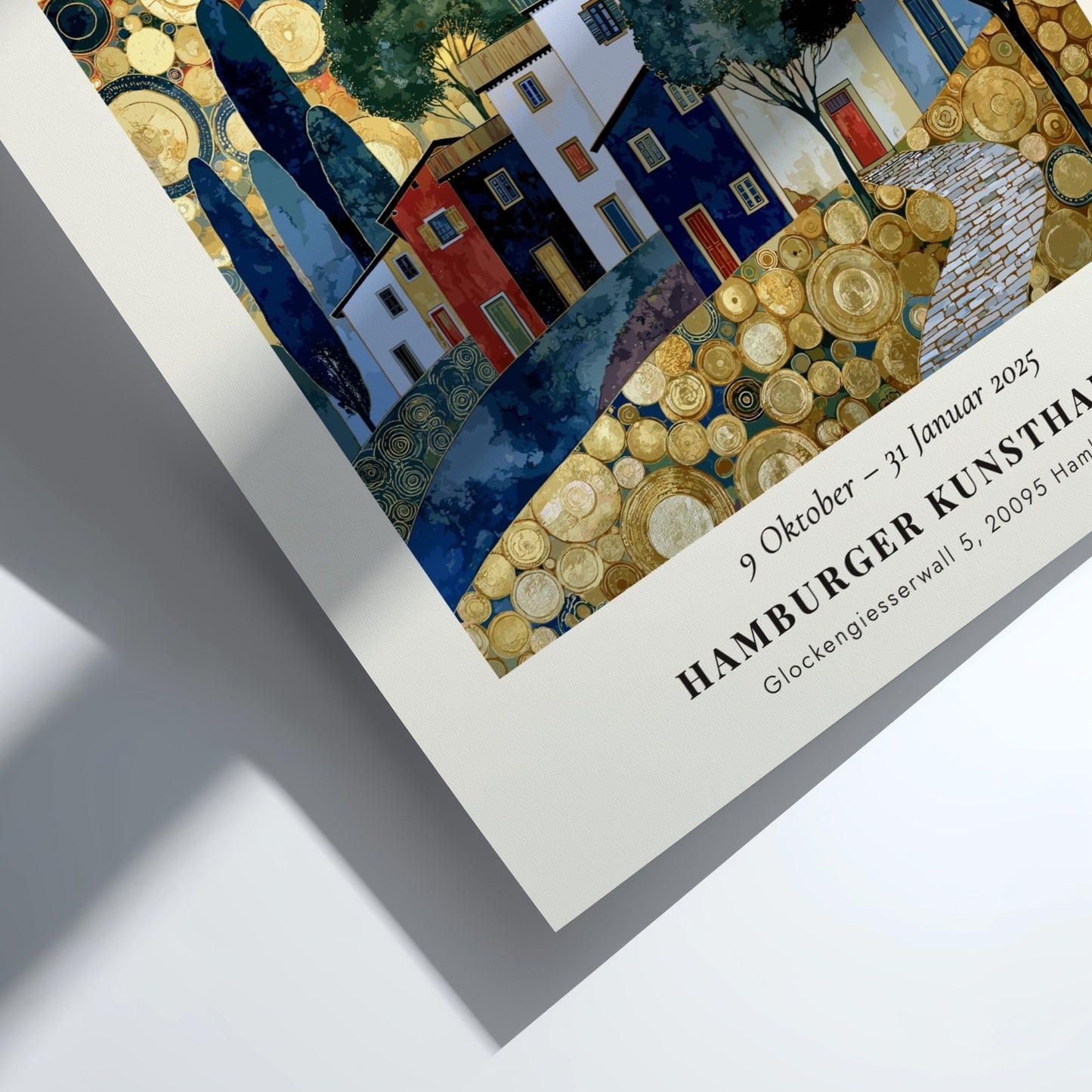 Schwarz - Blüte und Gold poster featuring gold tones and floral motifs, inspired by Gustav Klimt.