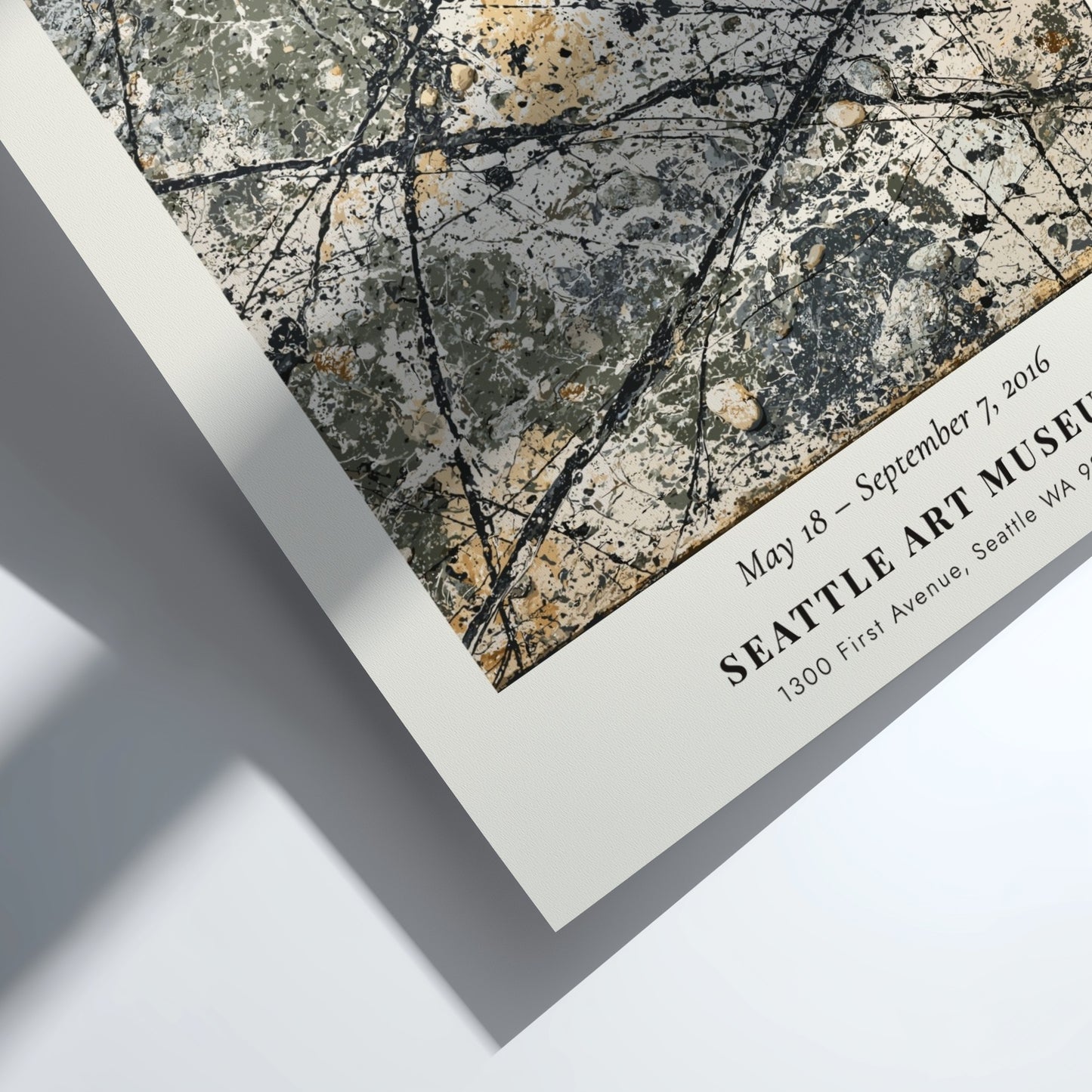 Wall art poster featuring Jackson Pollock Sea Change with abstract black and white drips.