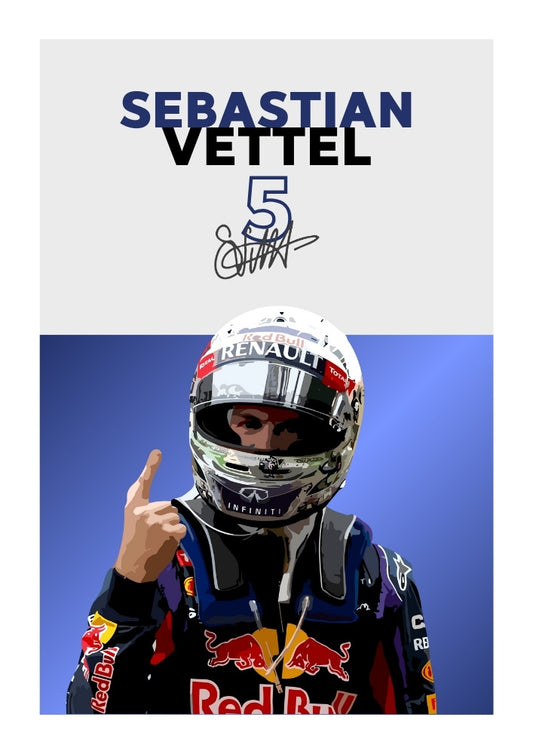 Affiche Red Bull F1 de Sebastian Vettel – Art du quadruple champion