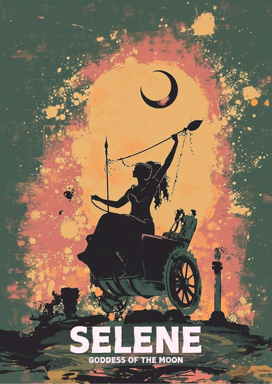Affiche de la déesse grecque Séléné - Œuvre d'art de la déesse de la lune