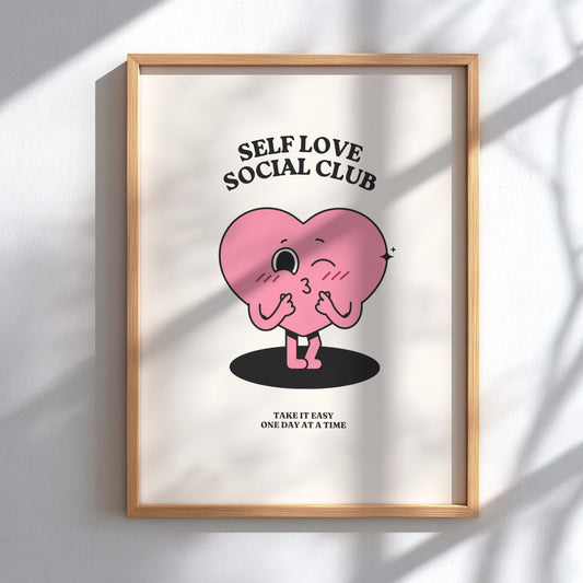 Self Love Club: Modern Minimalist Motivational Wall Art