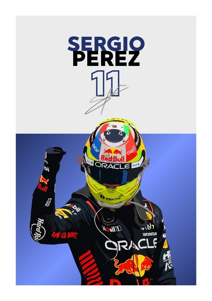 Affiche Red Bull F1 de Sergio Pérez – Décoration murale moderne de sport automobile