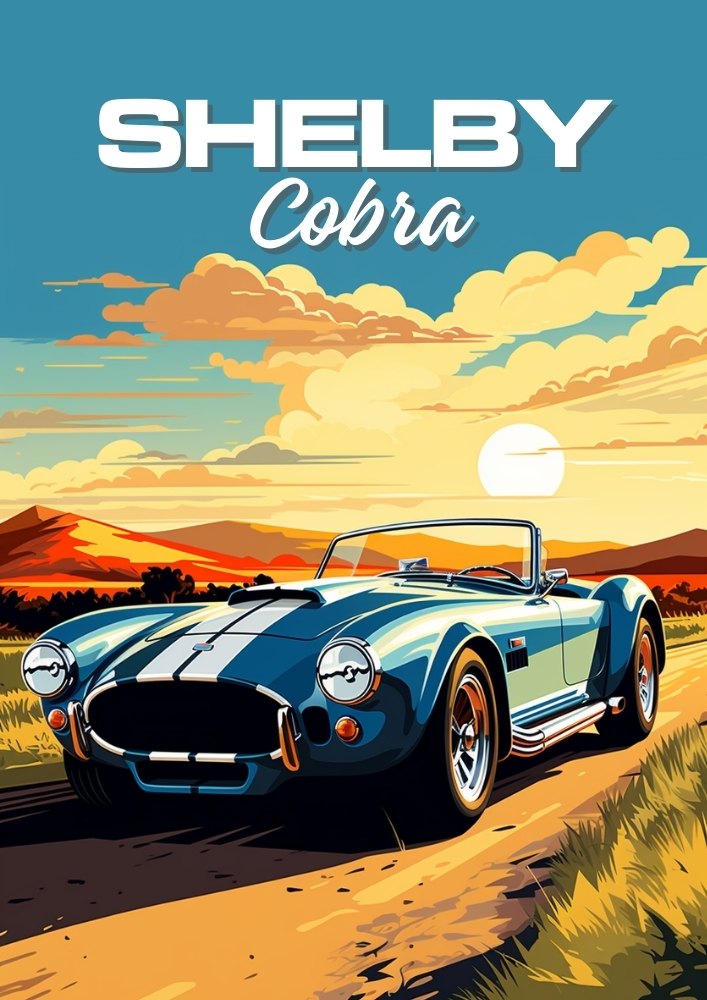 1960s Shelby Cobra Poster – Classic American Muscle Car Wall Art