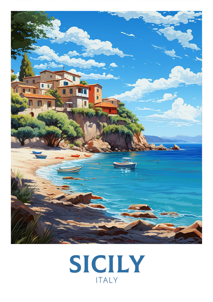 Décoration murale de voyage en Sicile - Affiche Italie